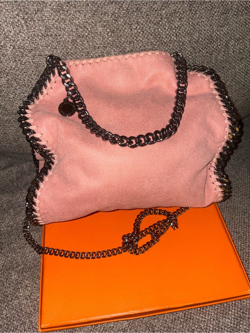 Stella McCartney Blush Pink Suede-Look Chain Shoulder Bag mini - Picture 11 of 15